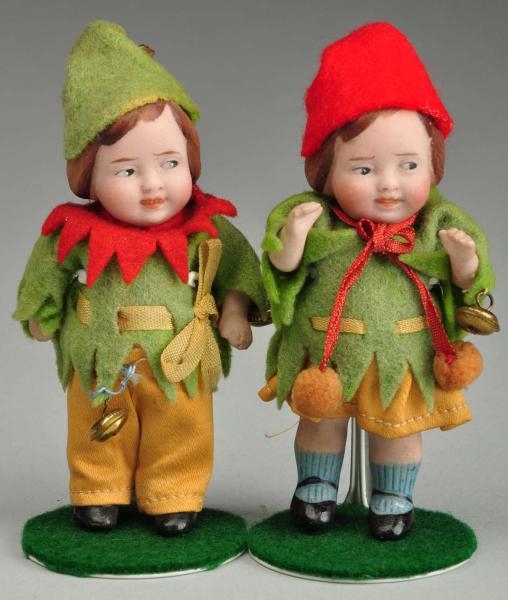 PAIR OF GERMAN ALL BISQUE DOLLS.                  
