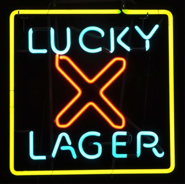 LUCKY LAGER BEER NEON SIGN.                       