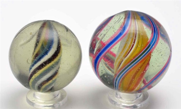 LOT OF 2: SOLID CORE SWIRL MARBLES.               