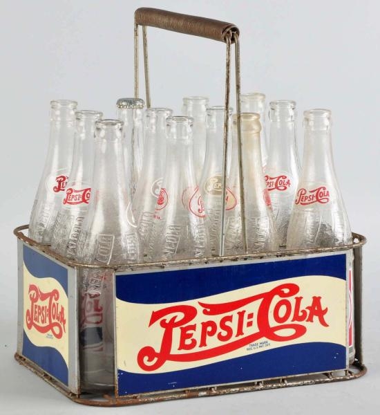 PEPSI-COLA 12-PACK CARRIER WITH BOTTLES.          