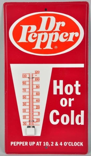 TIN DR. PEPPER THERMOMETER & BOX.                 