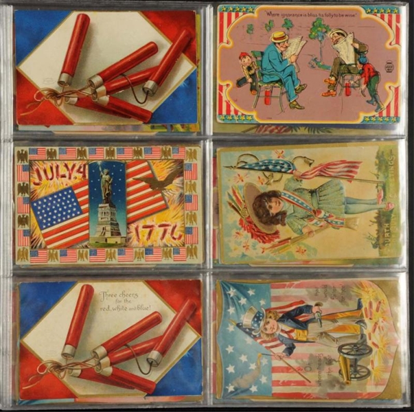 LOT OF 45: 4TH OF JULY POSTCARDS.                 