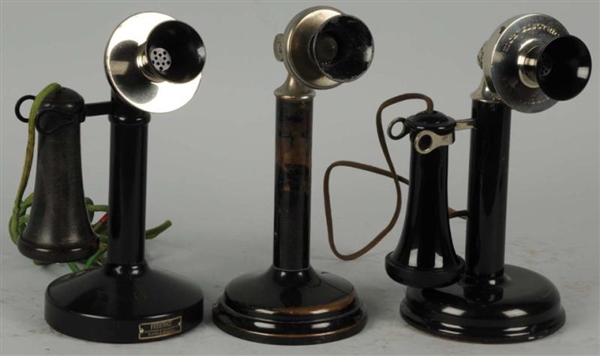 LOT OF 3: MANUAL CANDLESTICK TELEPHONES.          