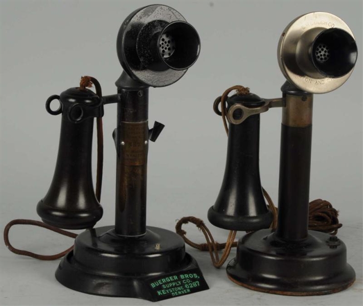 LOT OF 2: MANUAL CANDLESTICK TELEPHONES.          