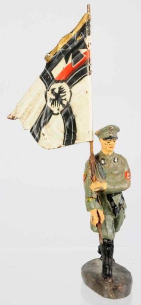 UNUSUAL ELASTOLIN GERMAN FLAG BEARER.             