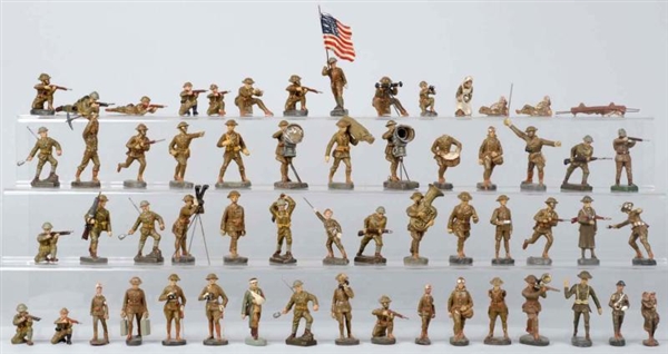 LOT OF 58: LINEOL & ELASTOLIN US SOLDIERS.        