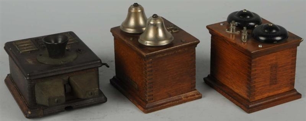 LOT OF 3: BOXES WITH SHAPED BELLS.                