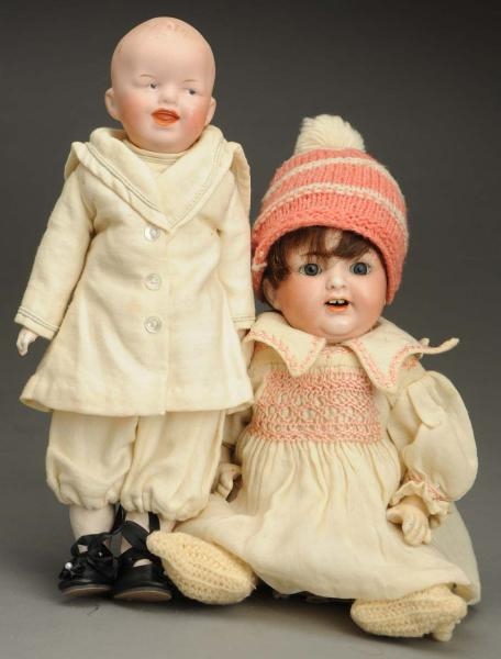LOT OF 2 GERMAN BISQUE CHARACTER DOLLS.           