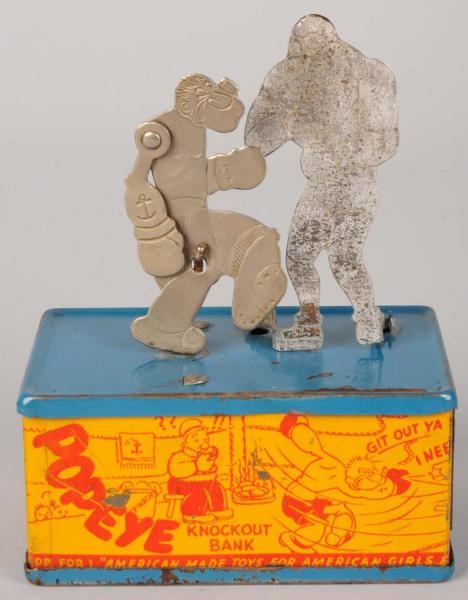 TIN LITHO CHEIN POPEYE CHARACTER KNOCKOUT BANK.   