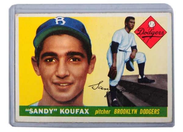 1955 TOPPS NO. 123 SANDY KOUFAX BASEBALL CARD.    