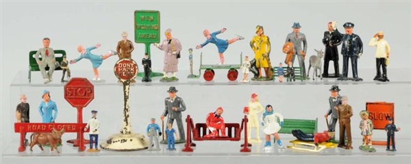 LOT OF 30: FIGURES & RAILROAD SIGNS.              