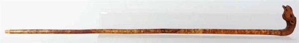 WOODEN WALKING STICK CANE WITH CAMEL.             