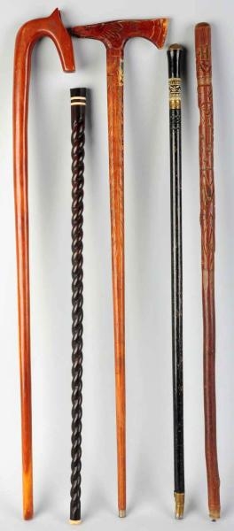 LOT OF 5: WALKING STICK CANES.                    