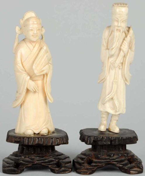 LOT OF 2: CARVED IVORY FIGURES.                   