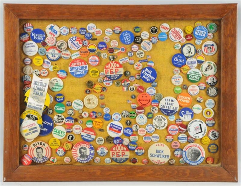 LARGE GROUPING OF CELLULOID POLITICAL BUTTONS.    