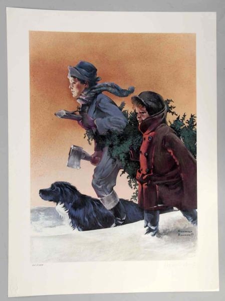 NORMAN ROCKWELL "BRINGING HOME THE TREE" PRINT.   