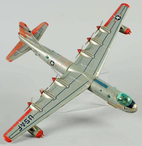 TIN LITHO B-36 BOMBER AIRPLANE FRICTION TOY.      
