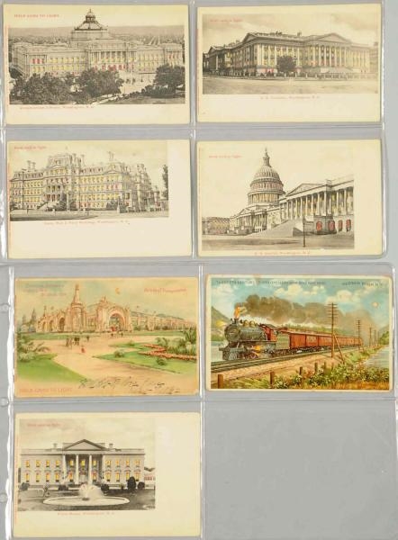 LOT OF 7: HOLD-TO-THE-LIGHT POSTCARDS.            