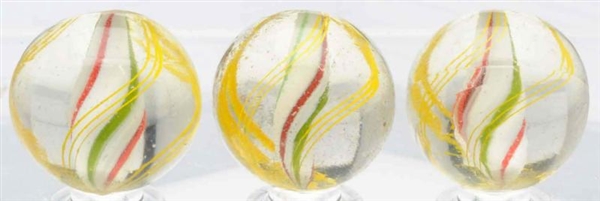 LOT OF 3: SAME CANE SOLID CORE SWIRL MARBLES.     