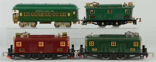 LOT OF 4: AMERICAN FLYER TRAIN ENGINES & CARS.    