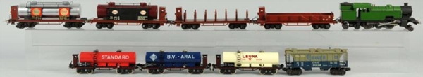 LOT OF 9: PAYA & OTHER TRAIN ENGINES & CARS.      