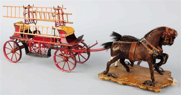 HAND-PAINTED MARKLIN HORSE-DRAWN FIRE LADDER TOY. 