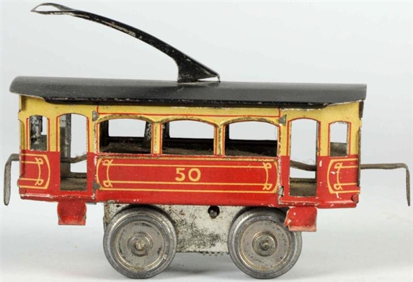 TIN LITHO JEAN SCHOENNER TROLLEY WIND-UP TOY.     