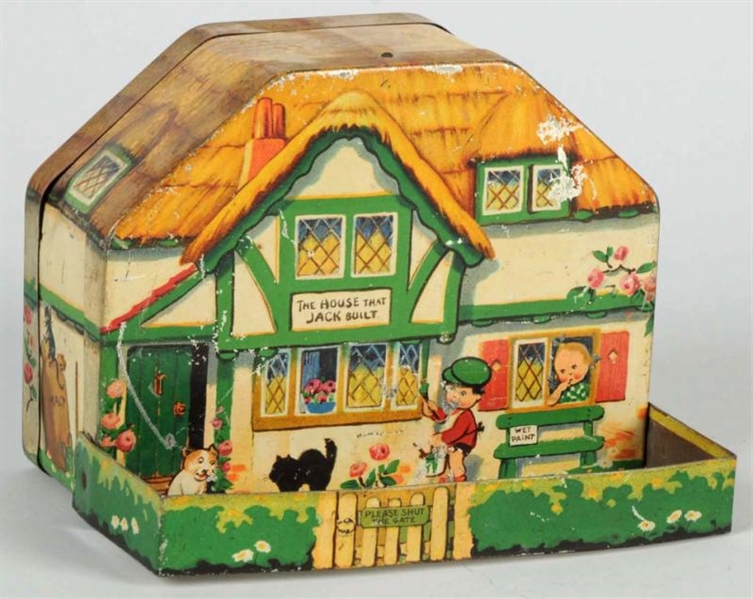 TIN THE HOUSE THAT JACK BUILT BISCUIT TIN.        