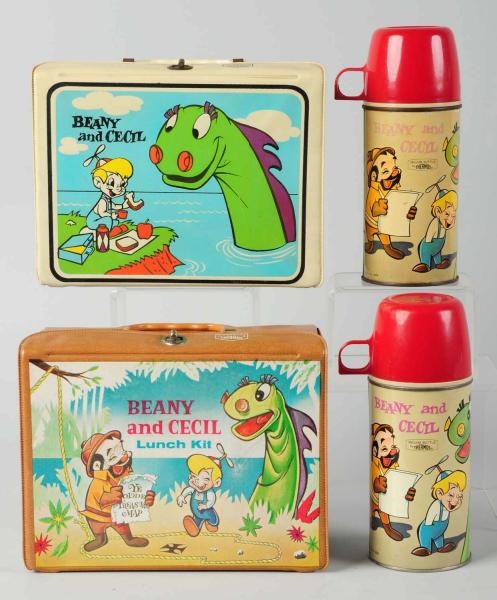 LOT OF 2: BEANY & CECIL VINYL LUNCH BOXES.        