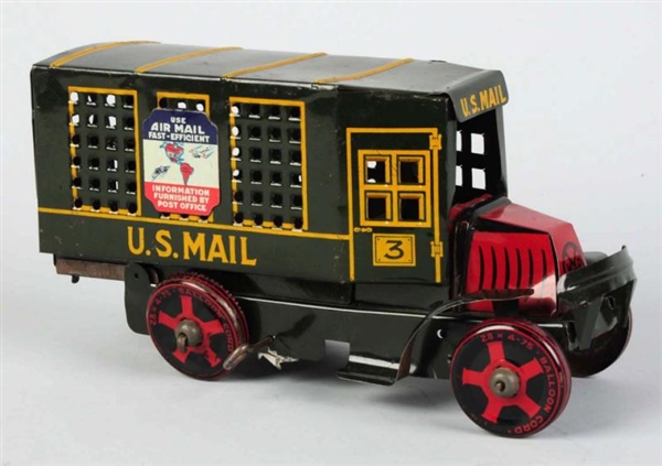 TIN LITHO MARX US MAIL TRUCK WIND-UP TOY.         