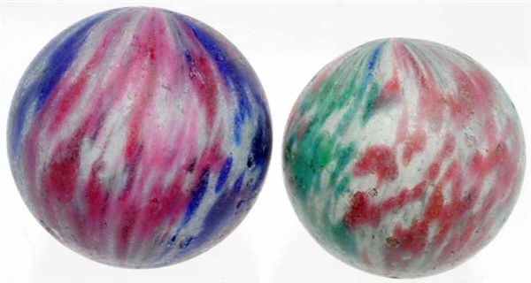 LOT OF 2: 4-PANELED ONIONSKIN MARBLES.            