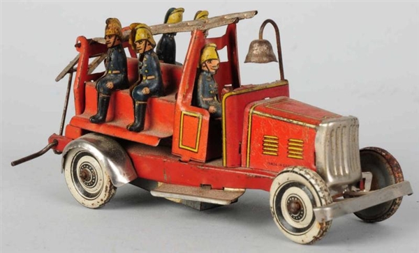 TIN LITHO FIRE ENGINE WIND-UP TOY.                