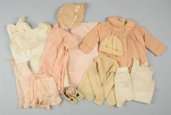 LOT OF ANTIQUE DOLL CLOTHING.                     