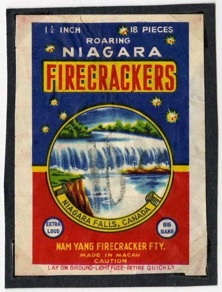 ROARING NIAGARA 18-PACK FIRECRACKER LABEL.        