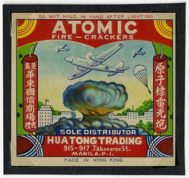 ATOMIC FIRE-CRACKERS LABEL.                       
