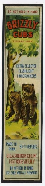 GRIZZLY CUBS 90-PACK FIRECRACKER LABEL.           