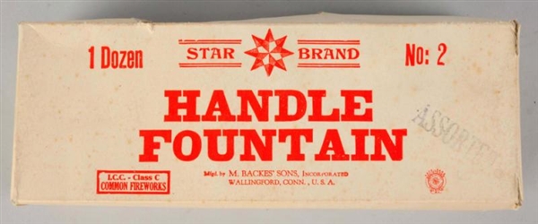 STAR BRAND HANDLE FOUNTAIN FIRECRACKER BOX.       