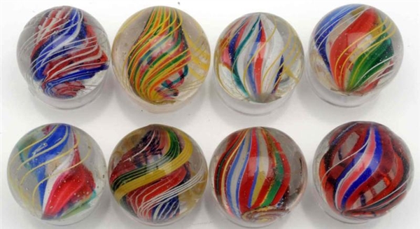 LOT OF 8: DIVIDED CORE SWIRL MARBLES.             