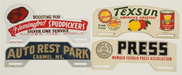 LOT OF 4: LICENSE PLATE TOPPERS.                  