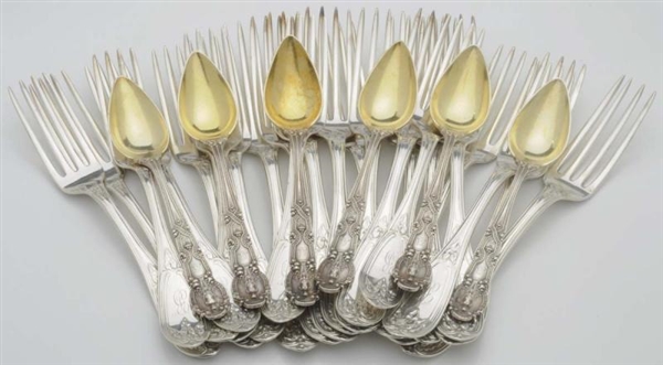 A SET OF SIX TIFFANY SILVER FRUIT SPOONS & OTHERS 