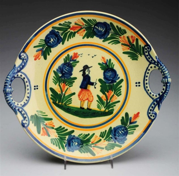 QUIMPER DECORATED DOUBLE-HANDLED TRAY.            