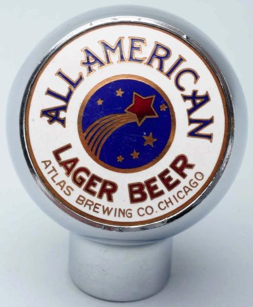 ALL AMERICAN LAGER BEER TAP KNOB.                 