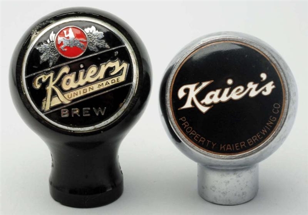 LOT OF 2: KAIERS BEER TAP KNOBS.                  