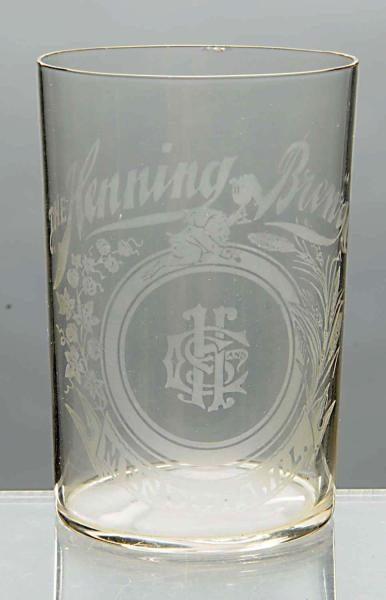 THE HENNING BREWING CO. ACID-ETCHED BEER GLASS.   
