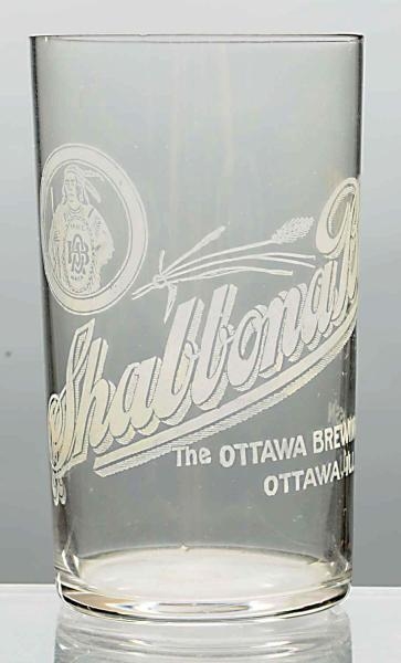 SHABBONA ACID-ETCHED BEER GLASS.                  
