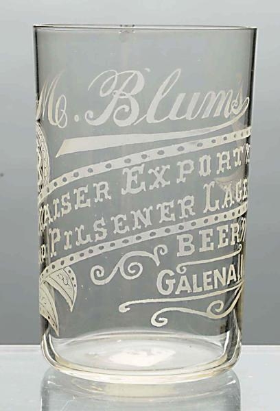 M. BLUMS KAISER EXPORT ACID-ETCHED BEER GLASS.   