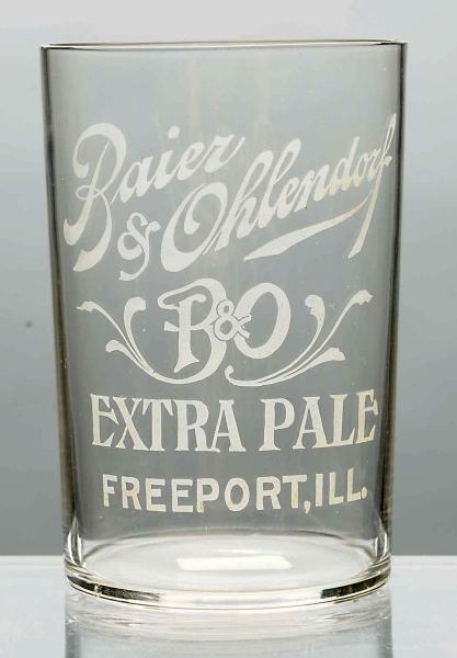 BAIER & OHLENDORF ACID-ETCHED BEER GLASS.         