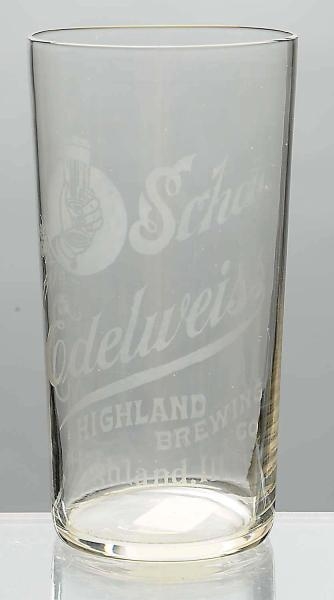 SCHOTTS EDELWEISS ACID-ETCHED BEER GLASS.        