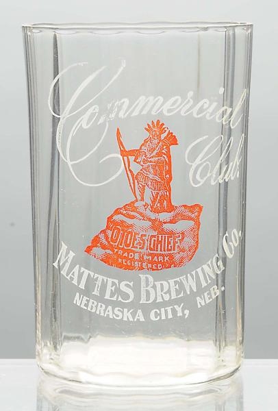 MATTES BREWING CO. ACID-ETCHED BEER GLASS.        