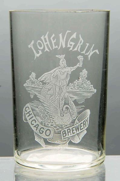 LOHENGRIN CHICAGO BREWERY ACID-ETCHED BEER GLASS. 